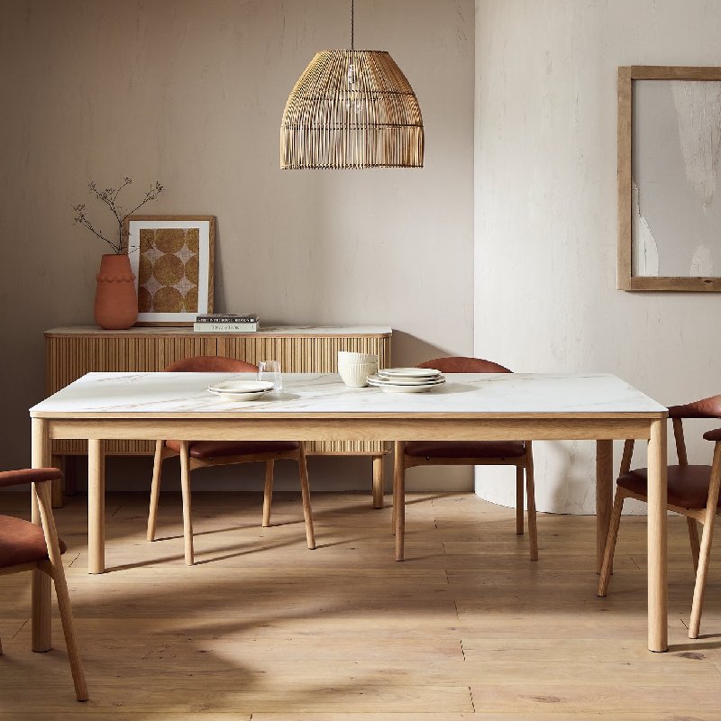 Habitat Lex Ceramic 10 Seater Dining Table with Oak Veneer Frame