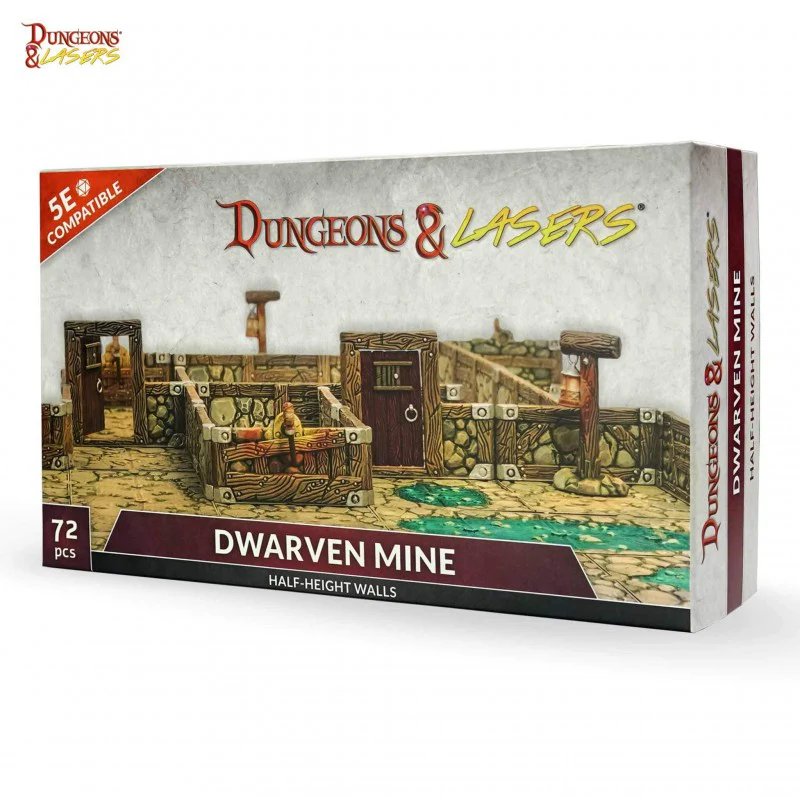 Archon Studios Dungeons & Lasers Dwarven Mine Half-Height Walls Terrain Set
