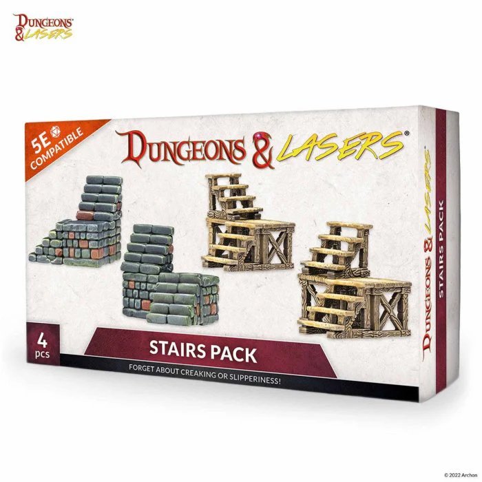 Archon Dungeons & Lasers Miniatures Stairs Pack with Stone and Wooden Sets