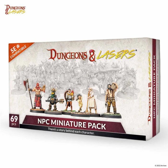 Archon Dungeons & Lasers NPC Miniature Pack - 68 Unpainted Fantasy Models