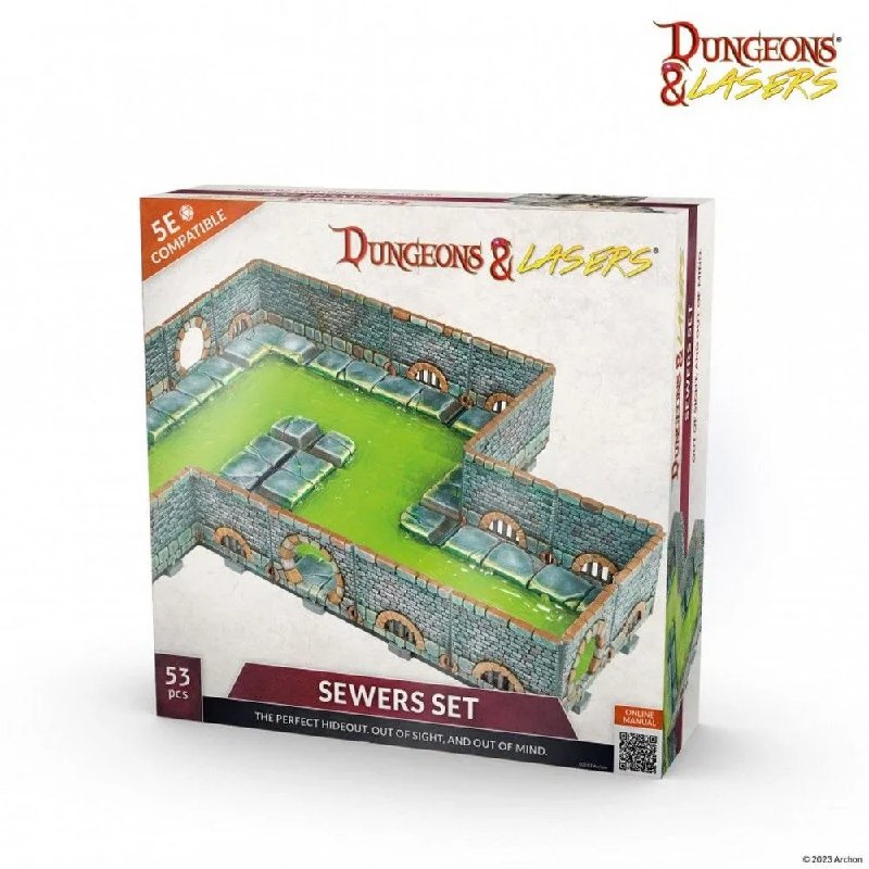 Archon Studios Dungeons & Lasers Sewers Core Set - Unpainted Terrain Kit