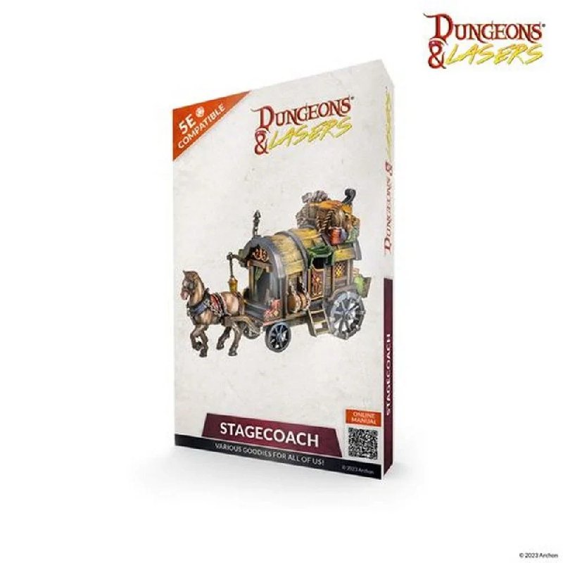 Archon Studios Dungeons & Lasers Stagecoach Miniature Set with Horse
