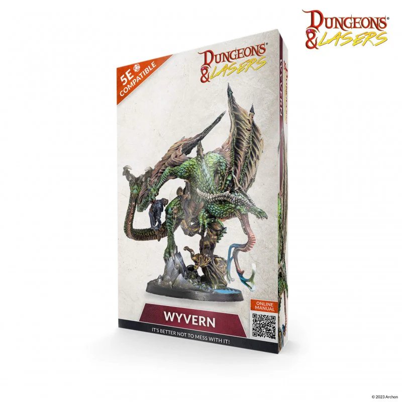 Archon Dungeons & Lasers Miniatures Dragon Wyvern Figure with Scenic Base