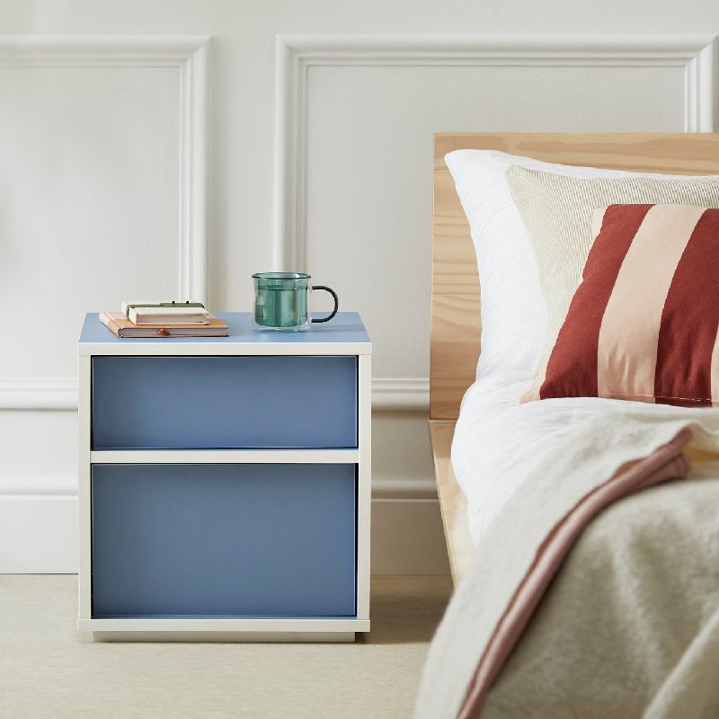 Habitat Edale 2 Drawer Bedside Table in Blue