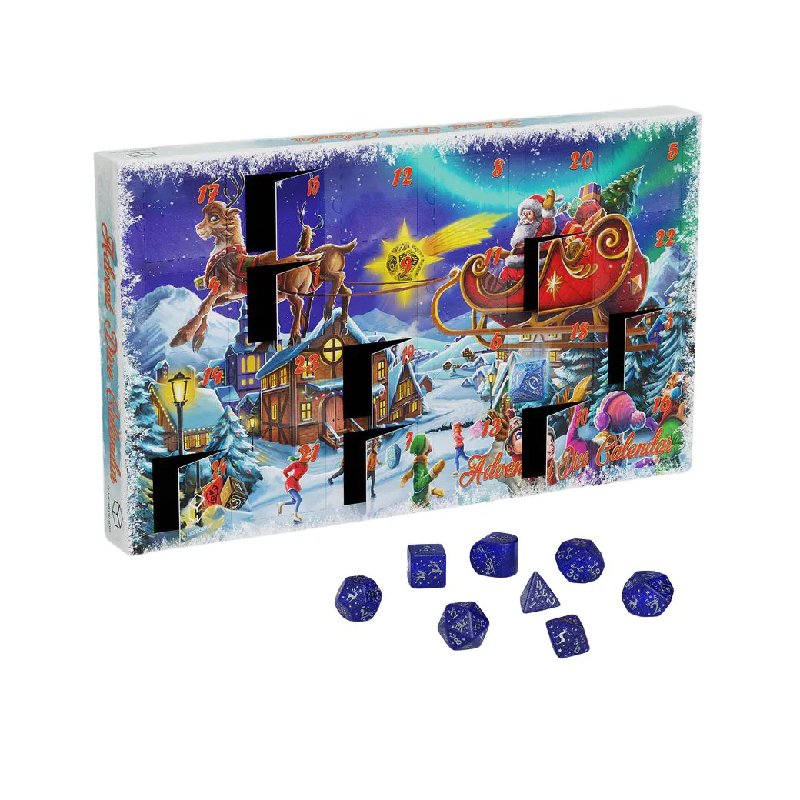 Q Workshop Dice Advent Calendar #4 with 23 Dice and Metal Coin
