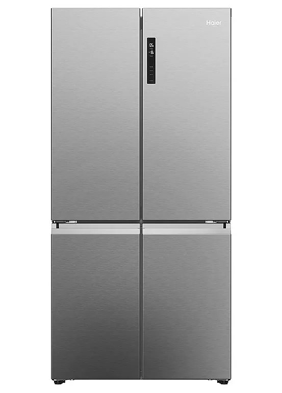 Haier Cube Series 5 Multi Door Fridge Freezer, 90cm Wide, 528 Litre Total, Platinum Inox