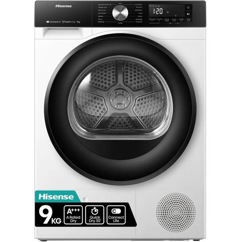 Hisense DH3S902BW3 White 9KG Heat Pump Tumble Dryer with A+++ Energy Rating