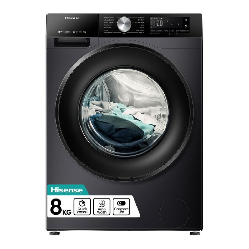 Hisense 3S Series WF3S8043BB3 WiFi 8kg Washing Machine in Black