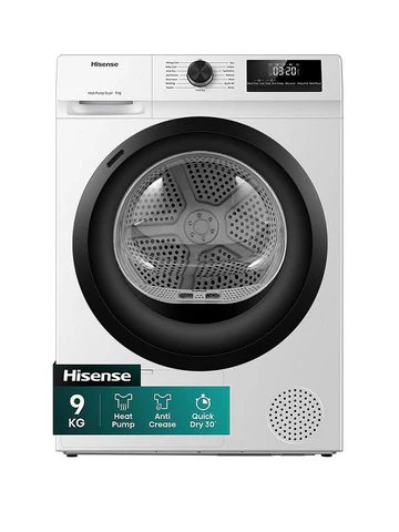 Hisense DH1Q902BW2 White 9KG Heat Pump Tumble Dryer