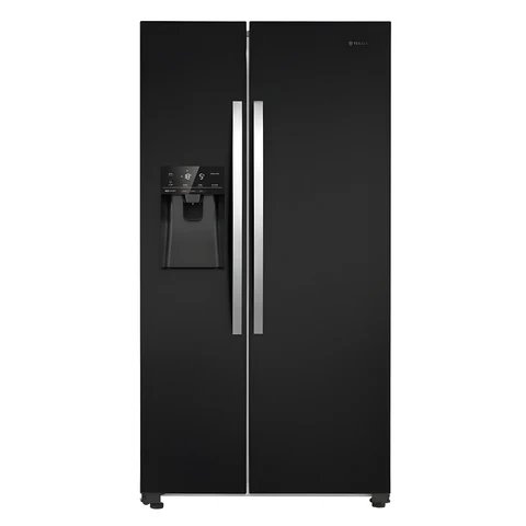 Teknix THSBS1791PLUBIX Black Steel Side by Side Fridge Freezer, 562L, Plumbed Ice and Water Dispenser