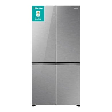 Hisense KitchenFit 591 Litre Four Door American Fridge Freezer in Silver, Model RQ768N4GVE