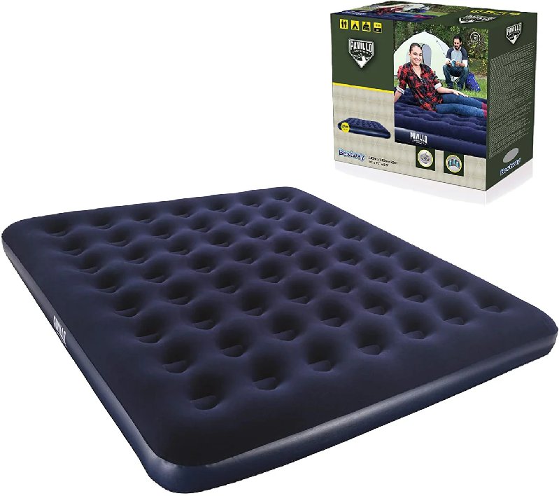 World Of Camping Pavillo King Size Flocked Airbed with Coil Beam Construction