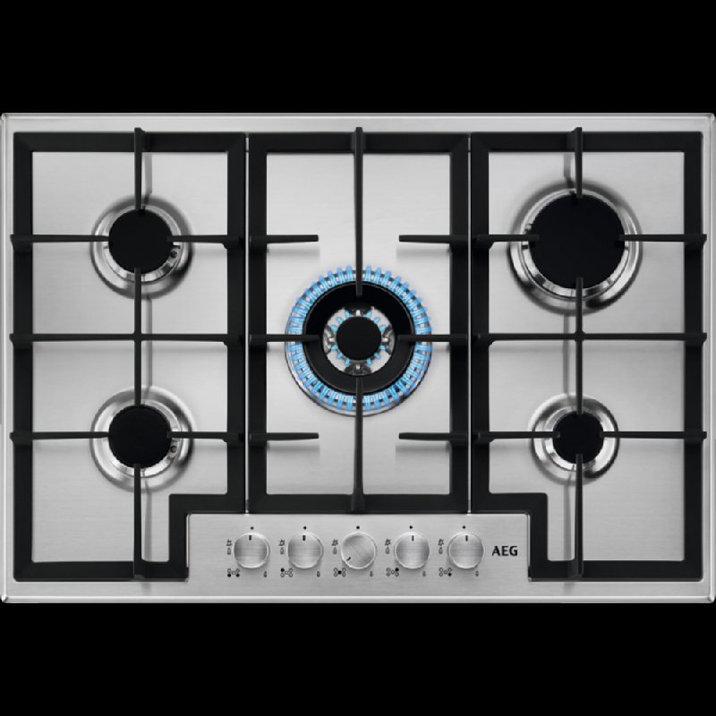 AEG HGB75400SM 75cm Stainless Steel 5 Zone Gas Hob
