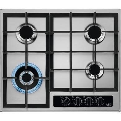 AEG 6000 Series 60cm 4 Burner Gas Hob with Wok Burner in Stainless Steel