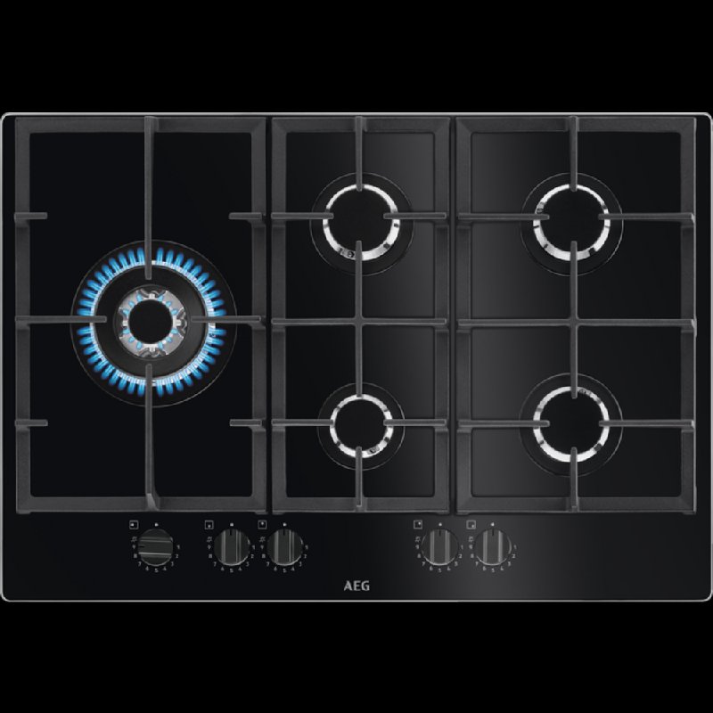 AEG HKB75820NB 75cm Black 5-Zone Gas Hob