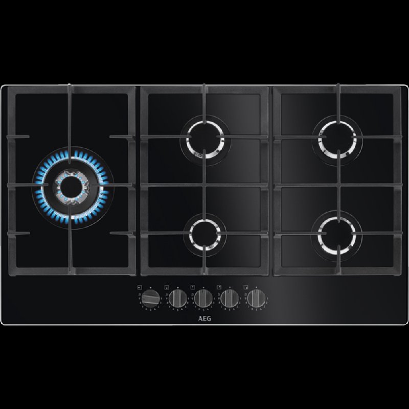 AEG HKB95820NB 86cm 5-Zone Gas on Glass Hob in Black, LPG Compatible