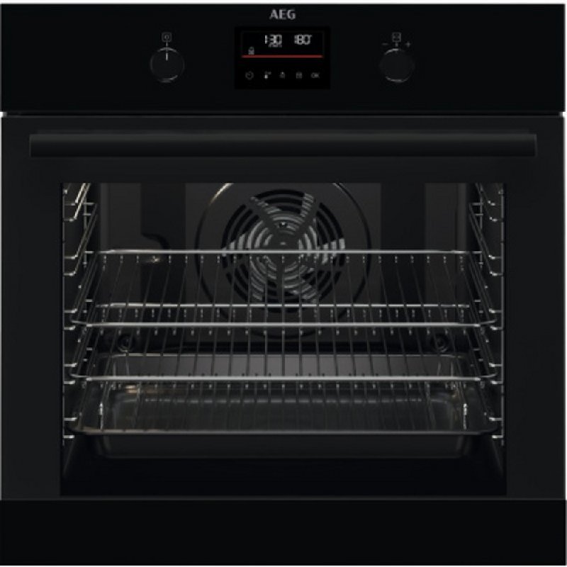 AEG BPK355061B Black Built-in Electric Single Oven with Pyrolytic Cleaning and SteamBake