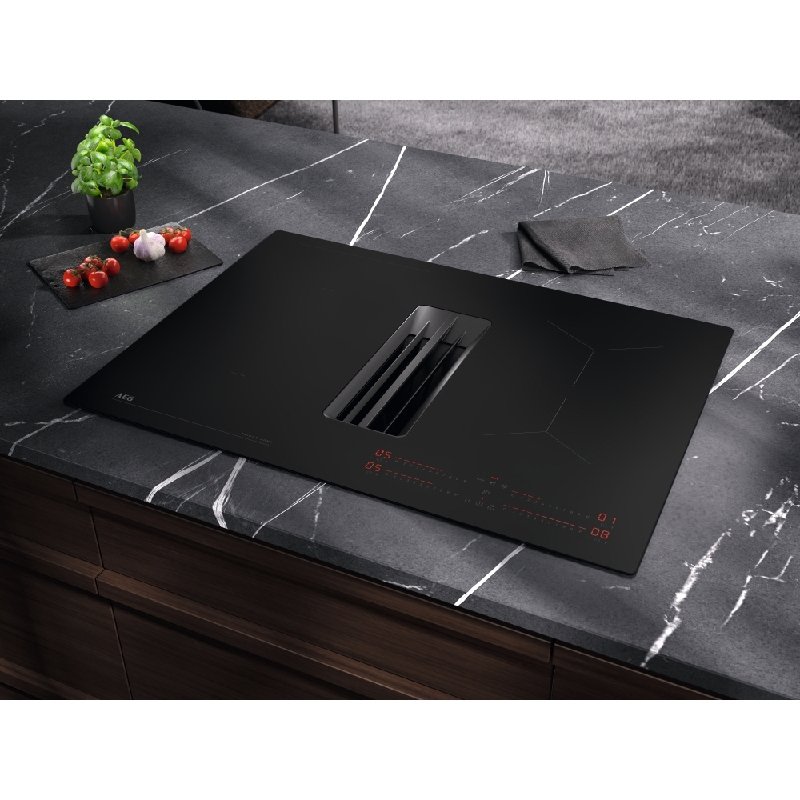 AEG TCH74B01CB Black 4 Zone Induction Venting Hob with Integrated Extractor