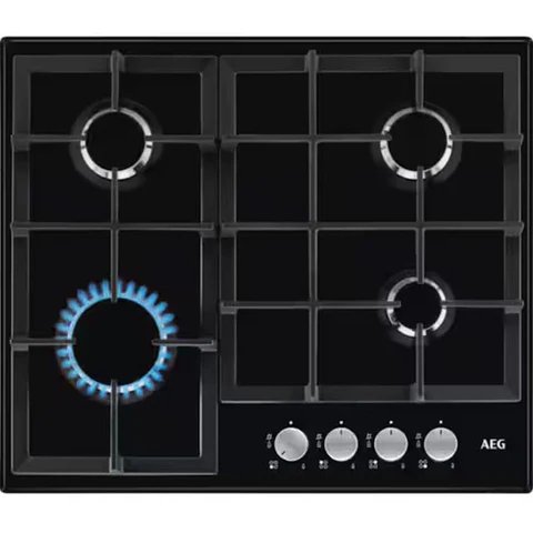 AEG HGX64200SB Black 4 Zone Gas Hob with 3.0 kW Wok Burner