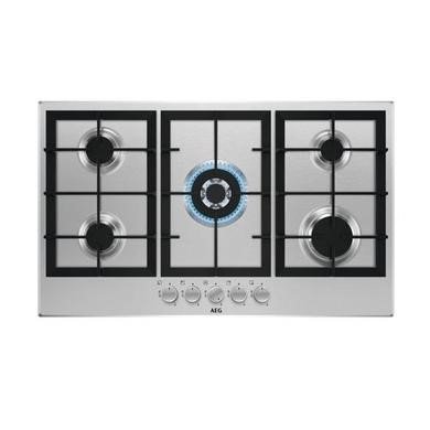 AEG 3000 Series 86cm 5 Burner Gas Hob with Wok Burner in Stainless Steel
