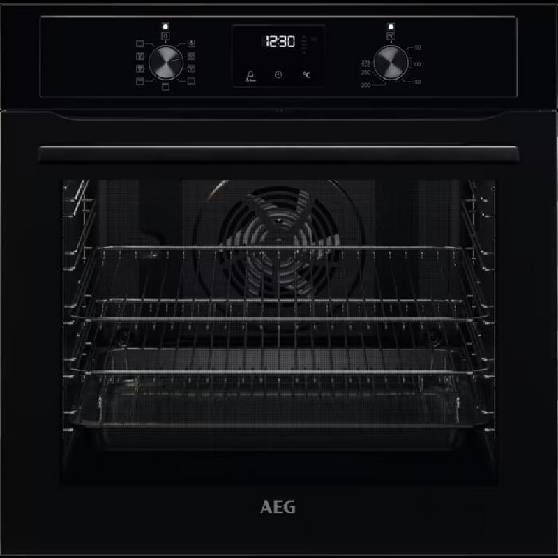 AEG BEX33501EB Black 72L Built-In Electric Single Oven with Steam Clean