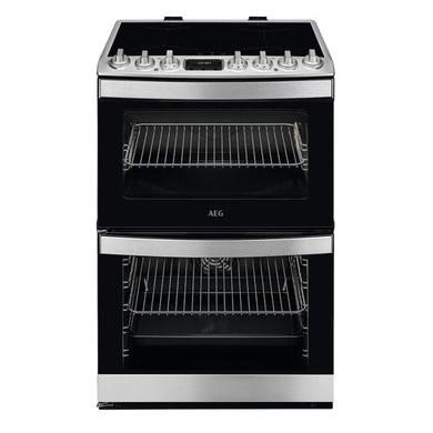 AEG CIB6734ACM Stainless Steel Induction Cooker with Double Oven, 73/39 Litres