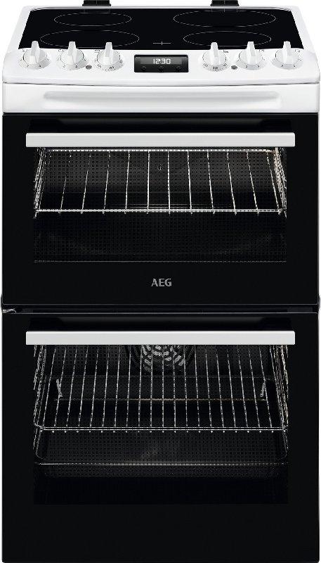 AEG CCX1530ACW White Built-In Electric 55cm Double Oven Cooker with 77L Capacity