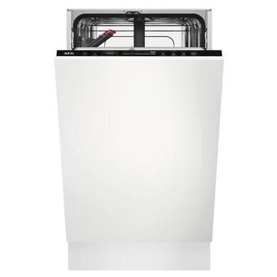 AEG Series 7000 GlassCare Integrated Slimline Dishwasher with Black Control Panel, 45cm Wide, 9 Place Settings