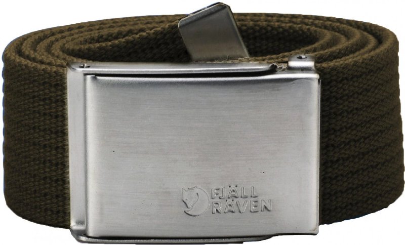 Fjällräven Woven Canvas Belt in Dark Olive, One Size
