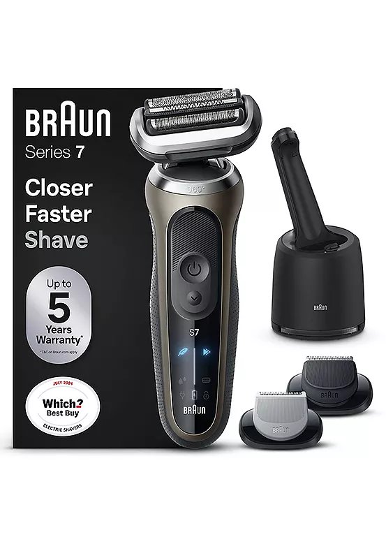 Braun Series 7 Electric Shaver with SmartCare Centre, EasyClick Attachments, Model 72-C7650cc in Gold