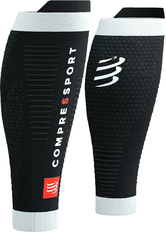 Compressport R2 3.0 Compression Calf Sleeves in Black/White