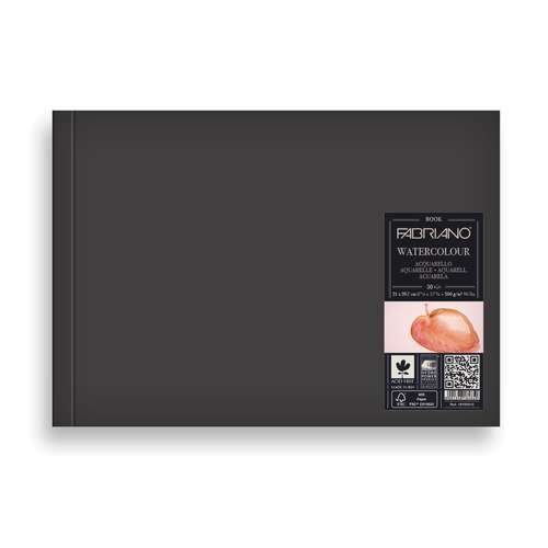 Fabriano Watercolour Album, A4 Landscape, 200gsm, Hot Pressed Smooth, 25 Sheets