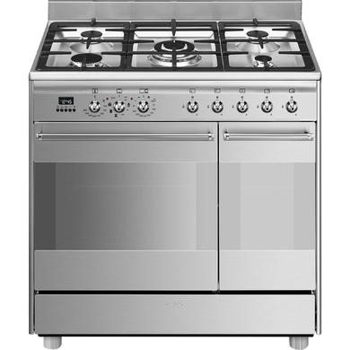 Smeg SCB92MX8 90cm Dual Fuel Range Cooker in Stainless Steel with 70L and 35L Ovens