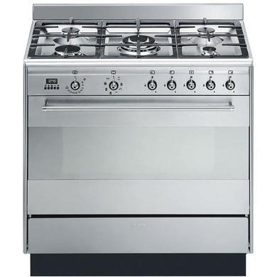 Smeg Concert 90cm Dual Fuel Single Oven Range Cooker in Stainless Steel