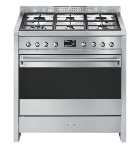 Smeg Opera 90cm Dual Fuel Single Oven Range Cooker in Stainless Steel