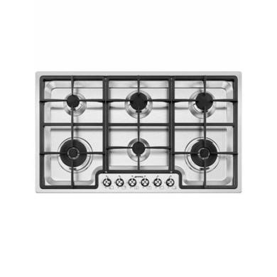 Smeg PGF962 Classic Stainless Steel Gas Hob, 6 Burners, 87cm