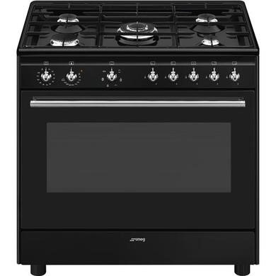 Smeg Concert CX91GMBL 90cm Dual Fuel Range Cooker with Gas Hob in Black