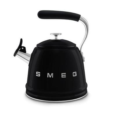 Smeg WKF01BL 2.3L Whistling Stovetop Kettle in Black, 50s Style