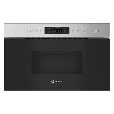 Indesit IMK12XUK Stainless Steel Built-In Microwave with Quartz Grill, 22L Capacity