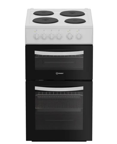 Indesit ITE5EMW White Electric Cooker - 54L Dual Cavity, 4-Zone Hob