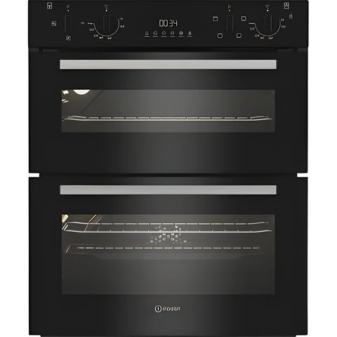Indesit DUI 10D B Black Built Under Double Oven - 48L + 36L - A++ Energy