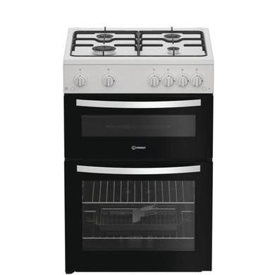 Indesit 60cm Twin Cavity Gas Cooker in White, Model ITG6GW
