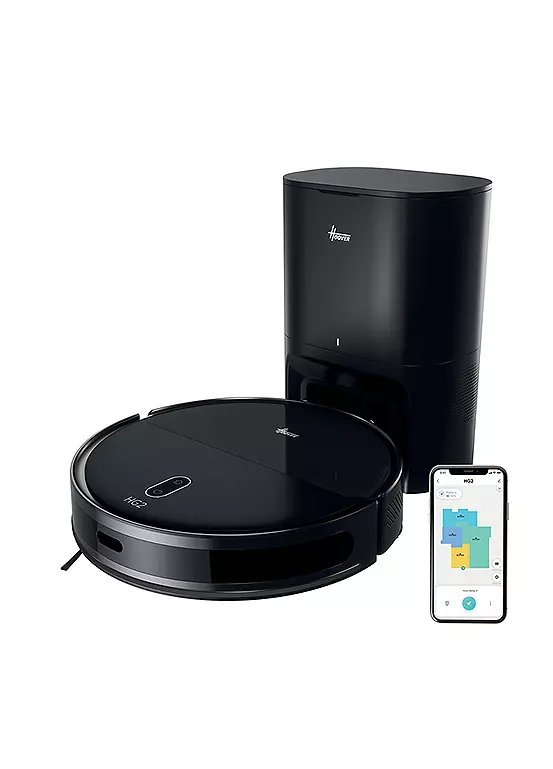 Hoover HG2 Hydro Pro Robot Vacuum Cleaner and Mop, Ultra-Slim 8.3cm, Self-Emptying, Model HG250HP