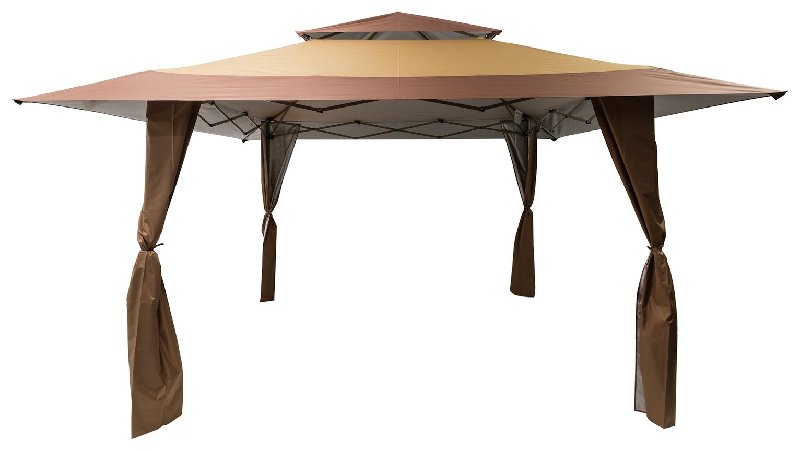 Norfolk Leisure 4m x 4m Pop Up Garden Gazebo in Brown with Side Curtains