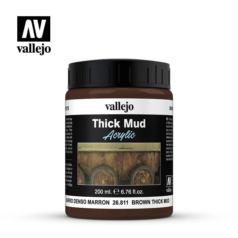 Vallejo Weathering Effects Brown Thick Mud Water-Based Acrylic Paint 200ml