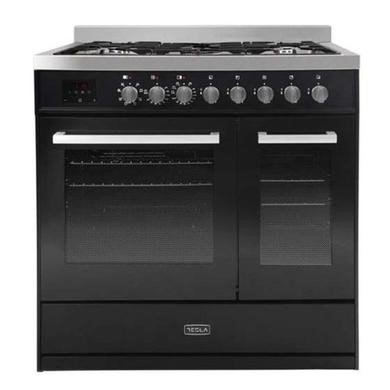 Tesla T90DDFRCB 90cm Double Cavity Dual Fuel Range Cooker