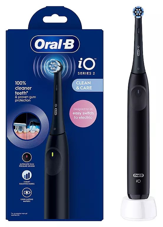 Oral-B iO2 Electric Toothbrush in Night Black with Gentle Care Brush Head