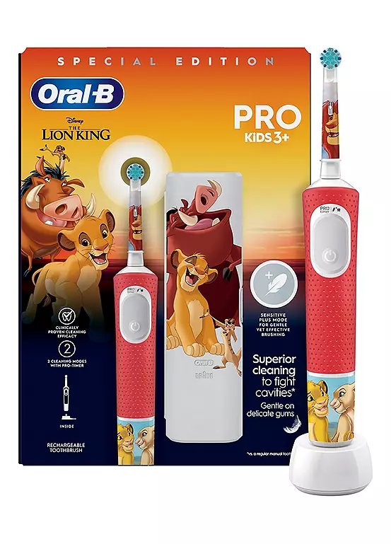 Oral-B Pro Kids Lion King Electric Toothbrush - Red, Rechargeable, for Ages 3+