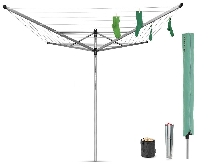 Brabantia Lift-O-Matic Rotary Washing Line with Ground Spike, 50m Drying Space