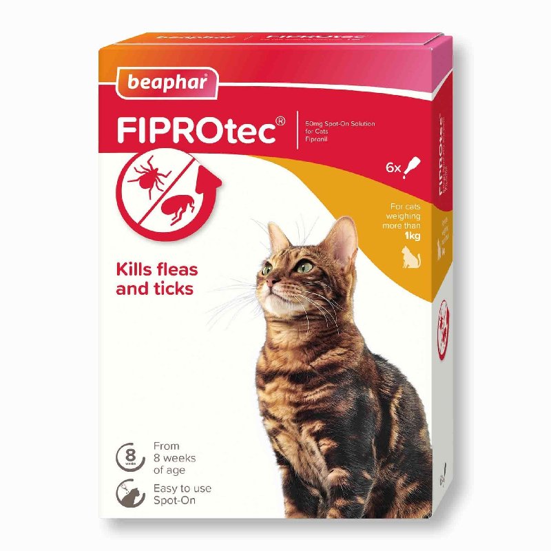 Beaphar FIPROtec Flea & Tick Spot On for Cats - 6 Pack